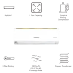 O General 1.5 Ton 3 Star Fixed Speed Split AC (Copper Condenser, Mildew Resistant Filter, ASGA18BMWA-B) - Image 3