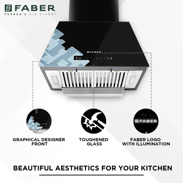 Faber HOOD JARVIS HC SC BK 60 Auto Clean Wall Mounted Chimney - Image 3