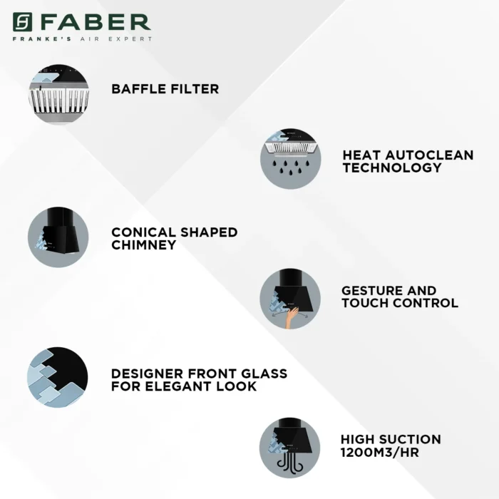 Faber HOOD JARVIS HC SC BK 60 Auto Clean Wall Mounted Chimney - Image 5