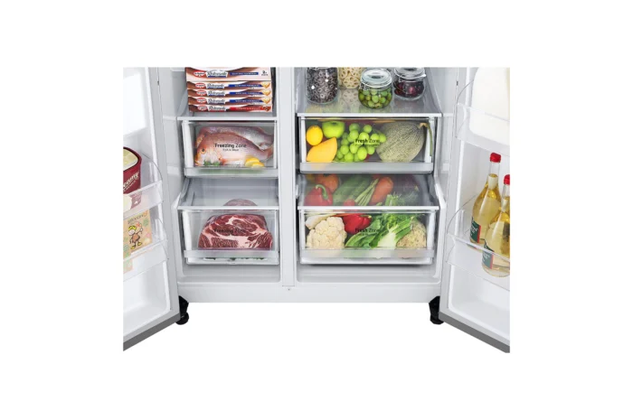 LG 694 Litres Frost Free Side by Side Refrigerator with Door Cooling Plus Technology Platinum Silver (GC-B257SLUV) - Image 6