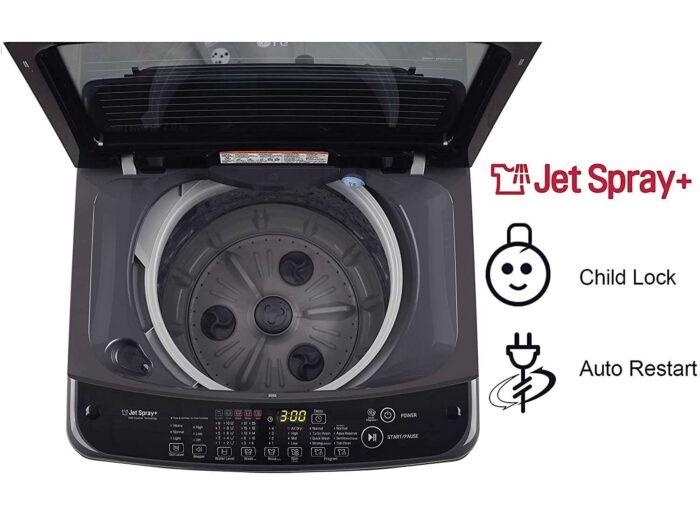 LG 7 kg Fully Automatic Top Load Black  (T70SJMB1Z) - Image 2