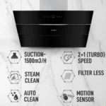 Faber HOOD BOLT PRO FL SW SC BK 90 Auto Clean Wall Mounted Chimney  (Black 1500 CMH) - Image 6