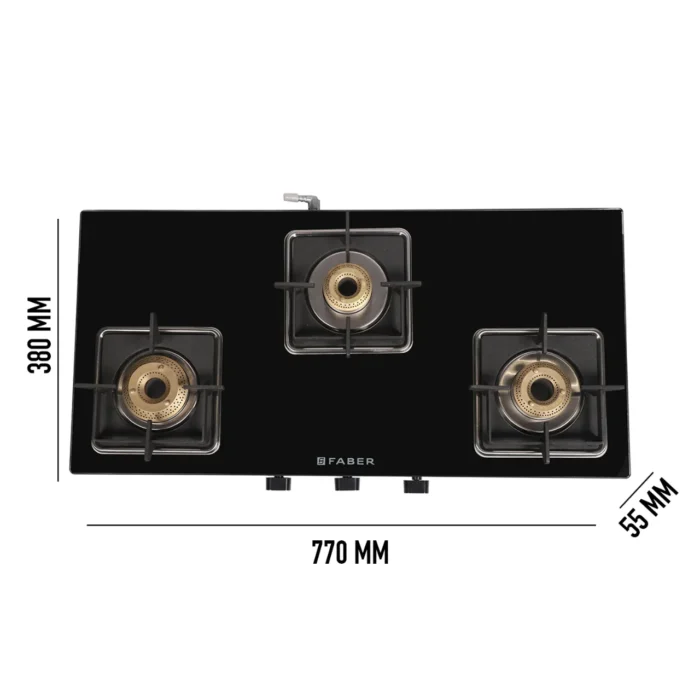 Faber REMO 3BB BK Glass Manual Gas Stove  (3 Burners) - Image 2