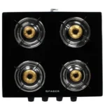Faber 4 Burner Glass Cooktop Power 4BB BK Manual Ignition Gas Stove (Black)