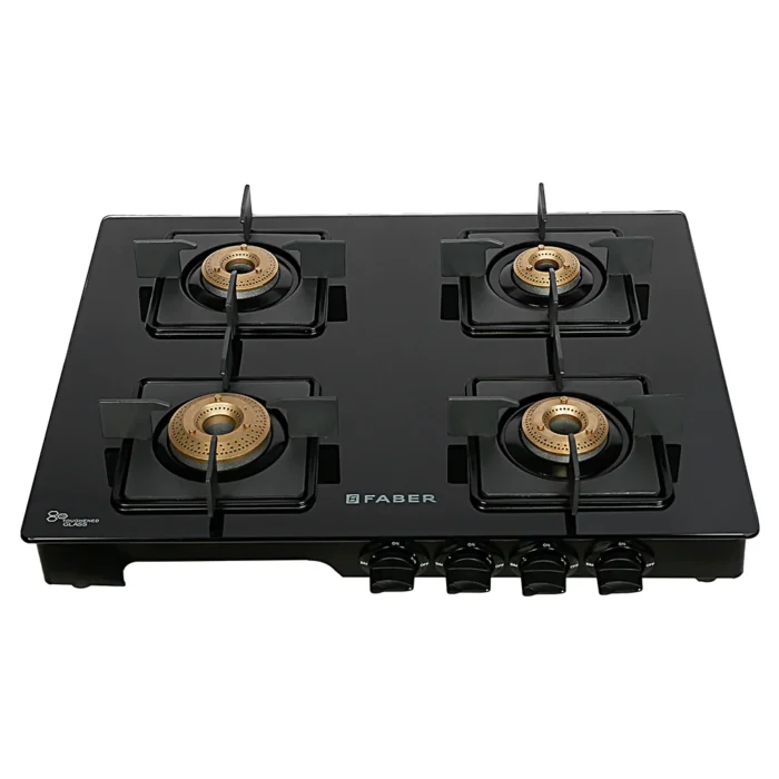 Faber LAZER 4BB BK Glass Manual Gas Stove  (4 Burners) - Image 1