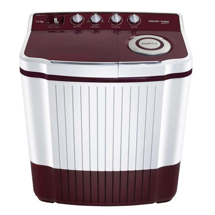 Voltas Beko 7 kg 5 Start Semi Automatic Top Loading Washing Machine Burgundy (WTT70ALIM) - Image 1