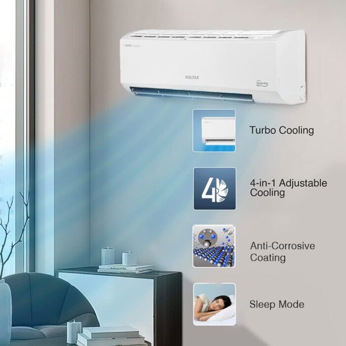 Voltas 1.5 Ton 3 Star Inverter Split AC Copper Condenser 183V Vectra Prime White - Image 2
