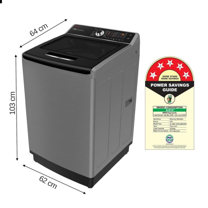 IFB 10 kg Fully Automatic Top Load with In-built Heater Black, Grey  (TL - SIBS 10Kg Aqua) - Image 1